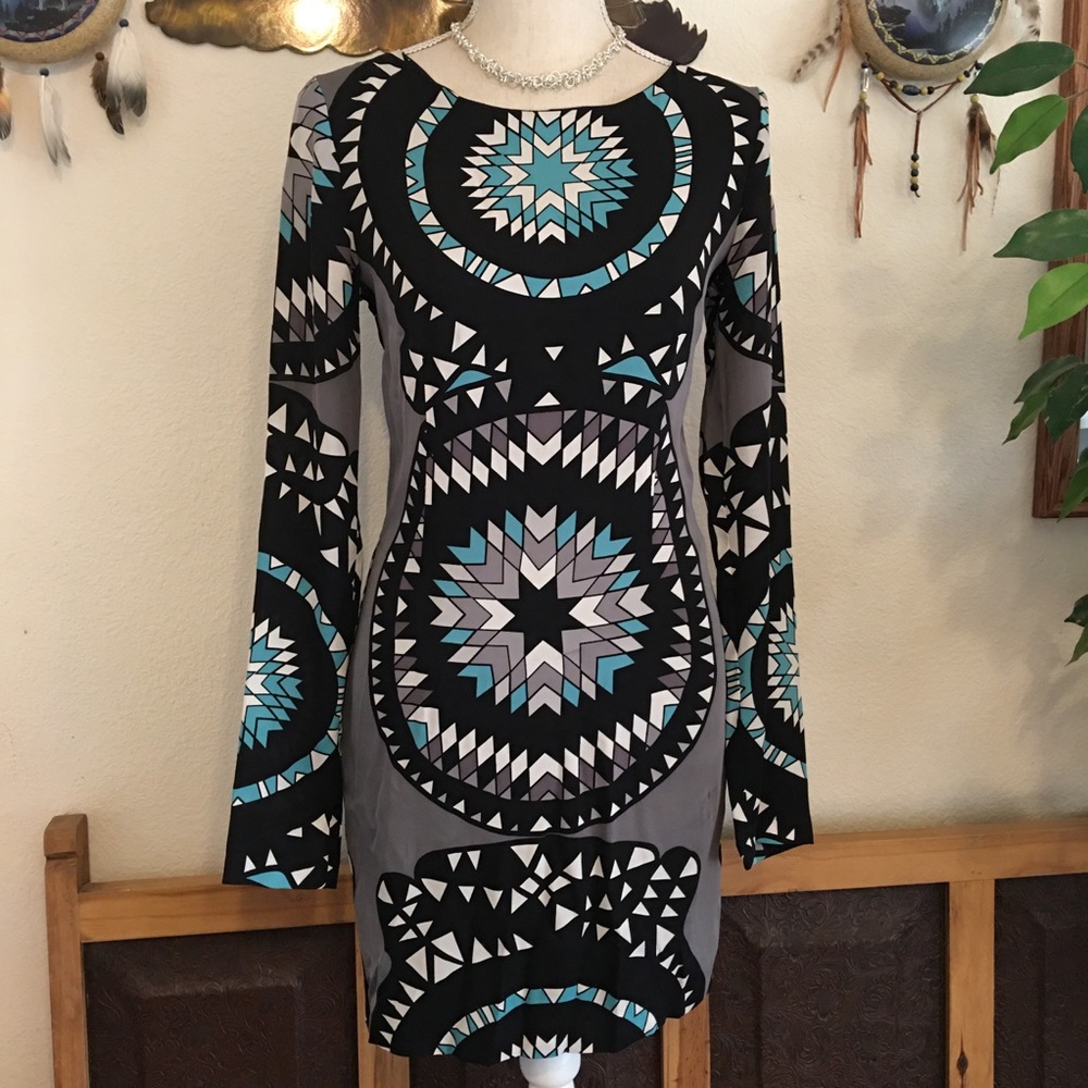 Mara Hoffman tribal print long sleeve silk dress